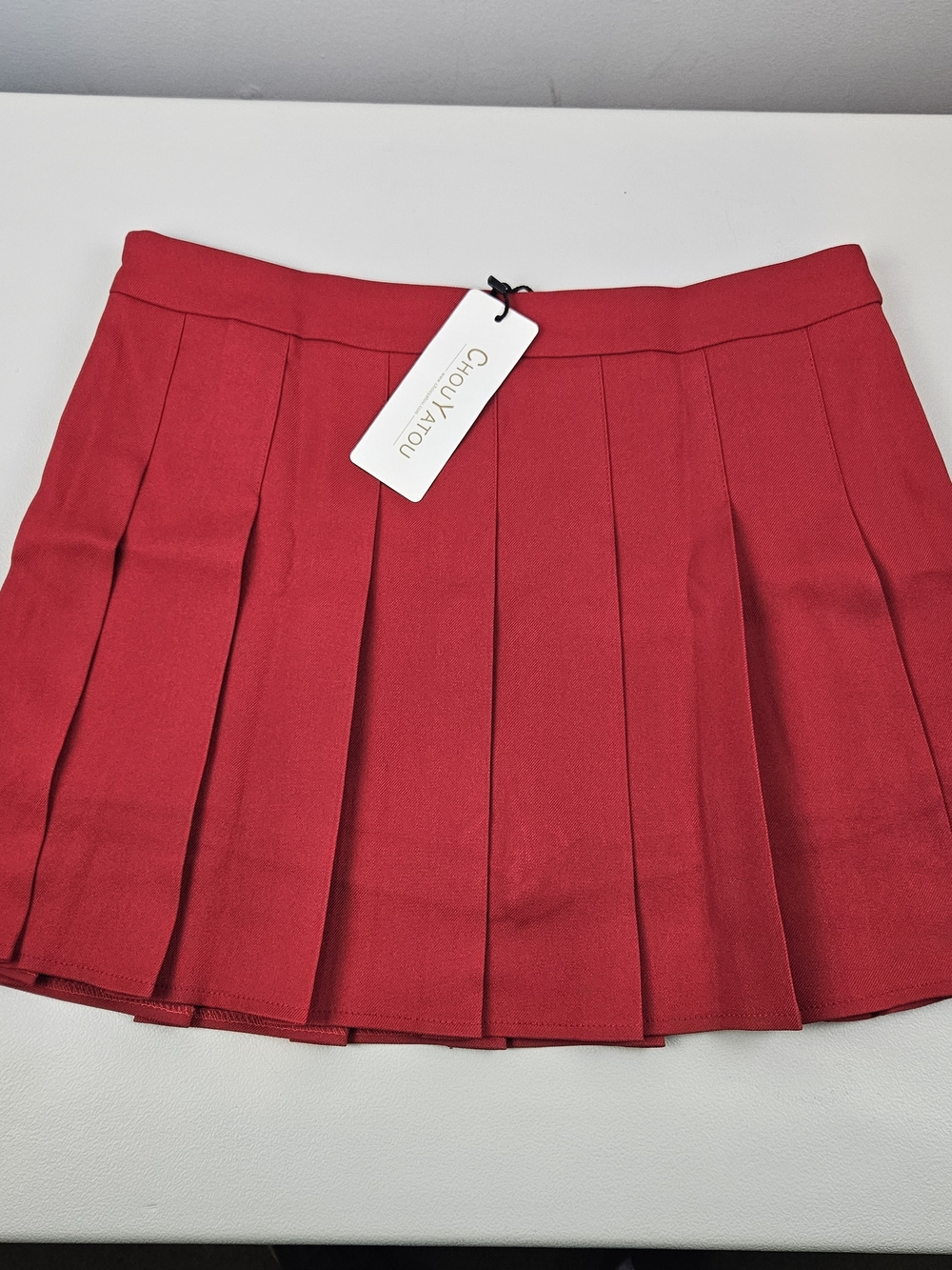 NWT CHOUYATOU Red Pleated Skort - Women's Tennis Style Size L Preppy Y2K